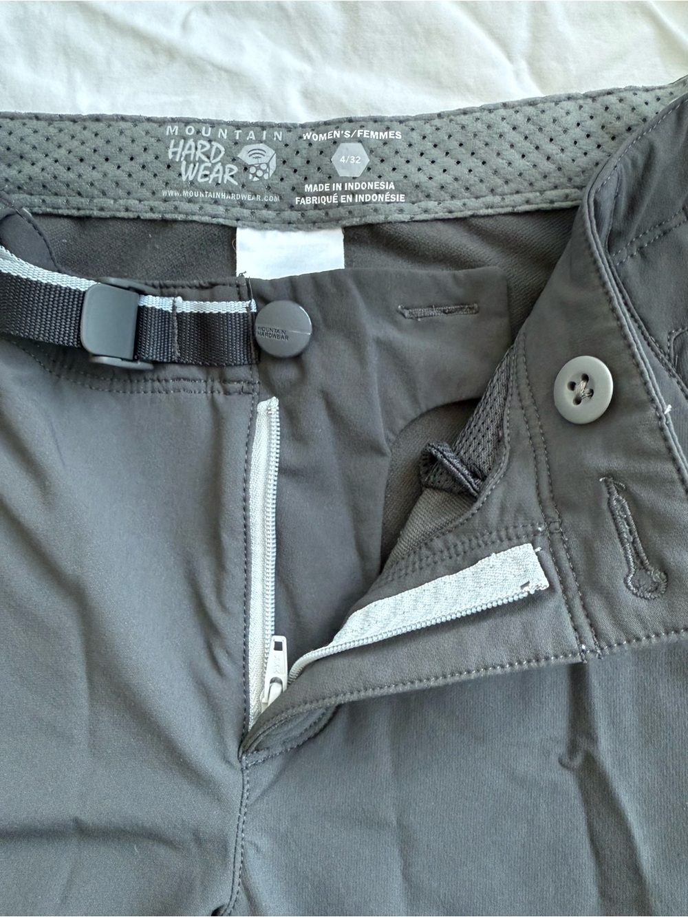 Mountain Hardwear Women's Gray Hiking Pants with Integrated Belt